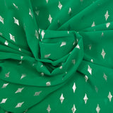 Mousseline imprimée losange argent fond vert