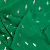 Mousseline imprimée losange argent fond vert