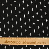 Mousseline imprimée losange argent fond noir