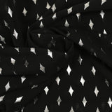 Mousseline imprimée losange argent fond noir