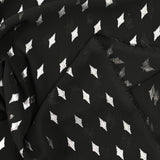 Mousseline imprimée losange argent fond noir