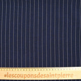 Polyester rayé 13mm fond marine