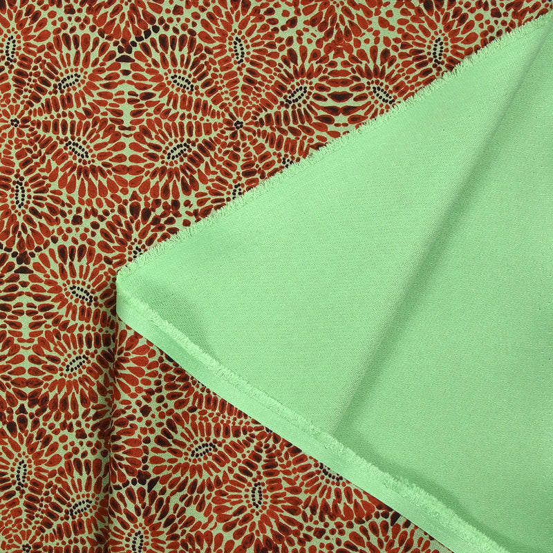 Heavy Crêpe Print Rosette Fall Pastel Green Fond