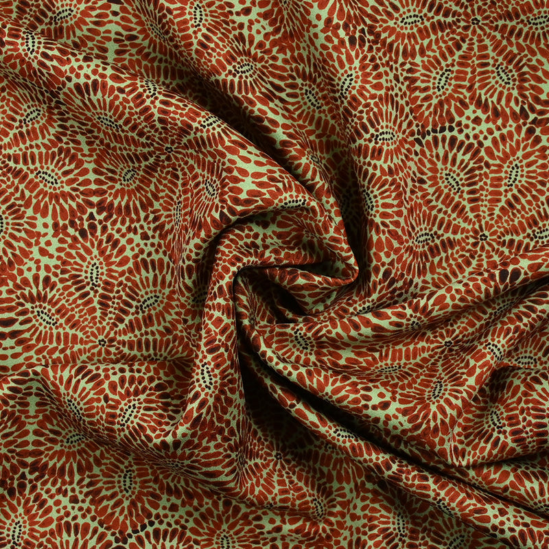 Heavy Crêpe Print Rosette Fall Pastel Green Fond