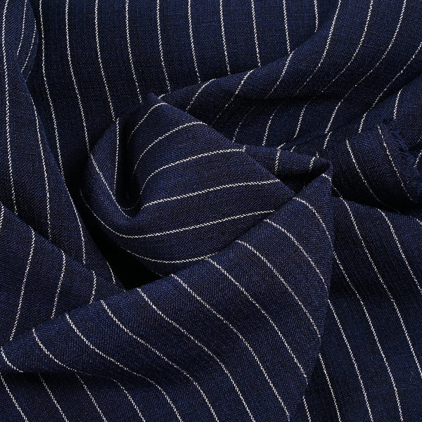 Polyester rayé 13mm fond marine