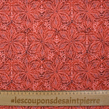 Crêpe lourd imprimé rosace d'automne fond rose fluo