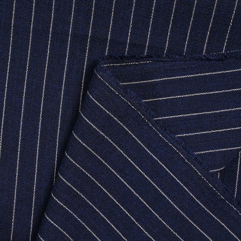 Polyester rayé 13mm fond marine