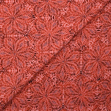 Crêpe lourd imprimé rosace d'automne fond rose fluo