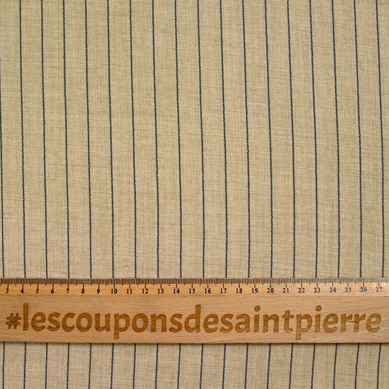 Polyester rayé 13mm fond beige