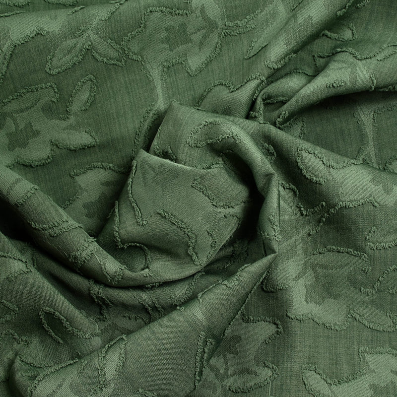Jacquard de polyester fleurs plumetis vert