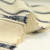 Coton jacquard Lurex rayé marine fond écru