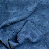 Jacquard de polyester fleurs plumetis bleu