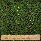 Heavy crêpe print leopard ocher green background frog