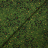 Heavy crêpe print leopard ocher green background frog