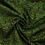 Heavy crêpe print leopard ocher green background frog