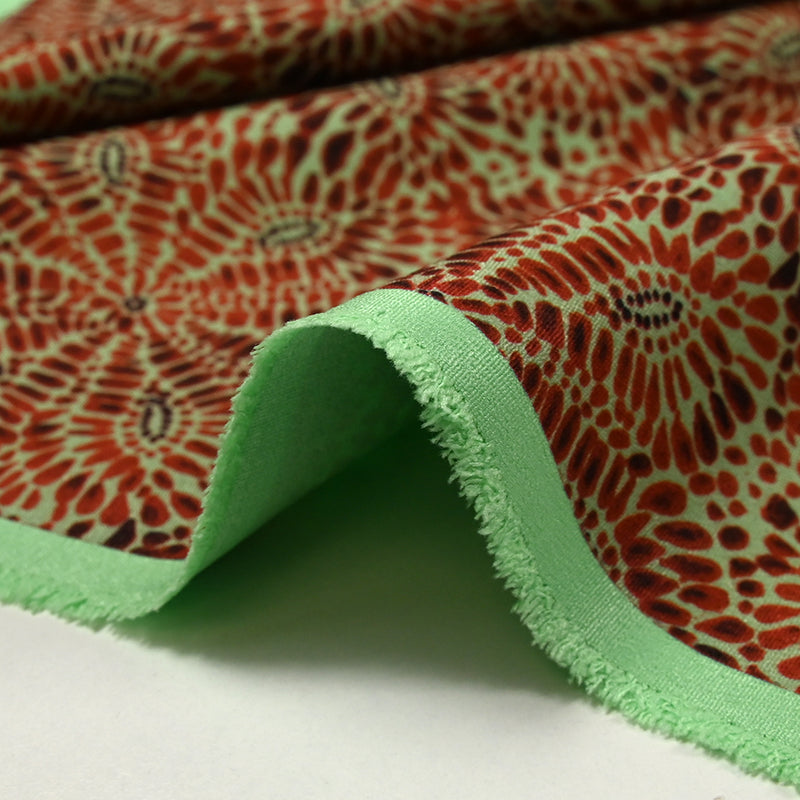 Heavy Crêpe Print Rosette Fall Pastel Green Fond