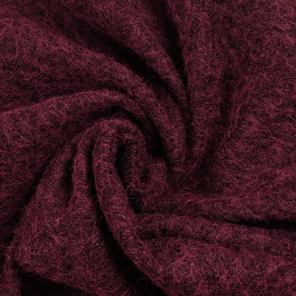 Lainage bouclette à poil long lie de vin