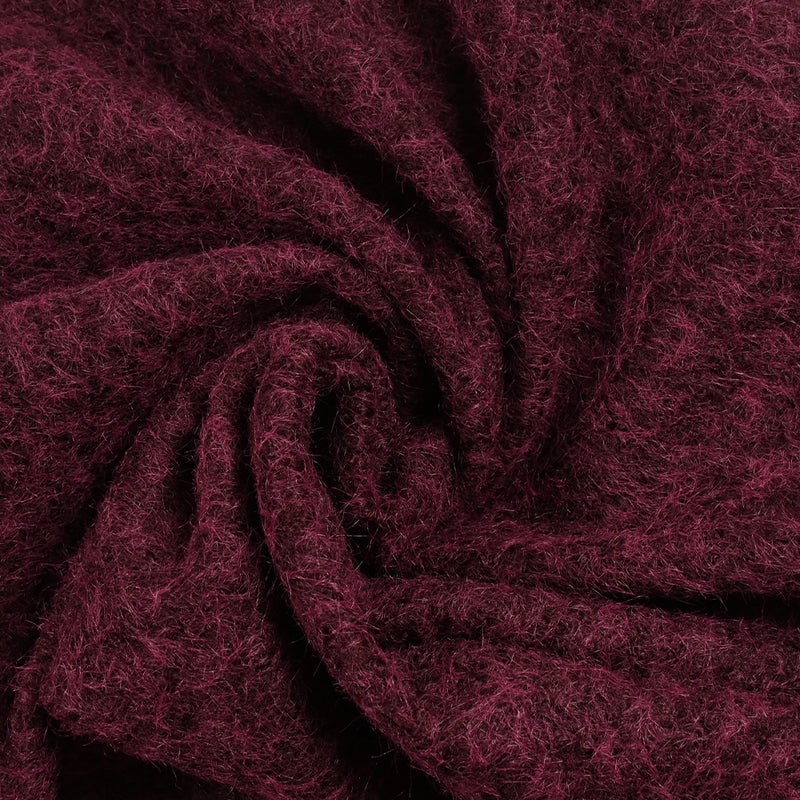 Lainage bouclette à poil long lie de vin