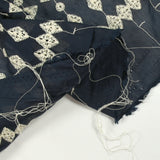 Voile de tencel brodé ajouré Hélène marine