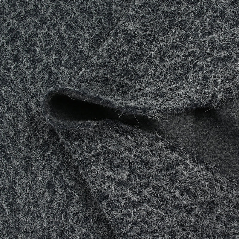 Lainage bouclette à poil long anthracite