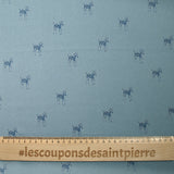 Crêpe satin de polyester imprimé zèbre fond bleu charrette