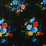 Velours de coton ras bouquet de fleurs fond noir