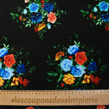 Velours de coton ras bouquet de fleurs fond noir