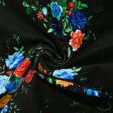 Velours de coton ras bouquet de fleurs fond noir