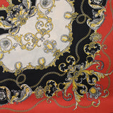 Twill de polyester imprimé moulure et chaîne fond rouge