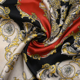 Twill de polyester imprimé moulure et chaîne fond rouge