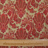 Jacquard de polycoton ornement fraise et jaune