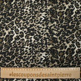 Crêpe satin de polyester imprimé léopard taupe et grège
