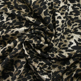 Crêpe satin de polyester imprimé léopard taupe et grège