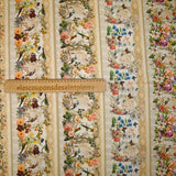 Coton imprimé oiseaux et papillons fond beige