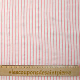 Viscose imprimée rayures à pois rouge et lurex fond blanc