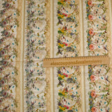 Coton imprimé oiseaux et papillons fond beige