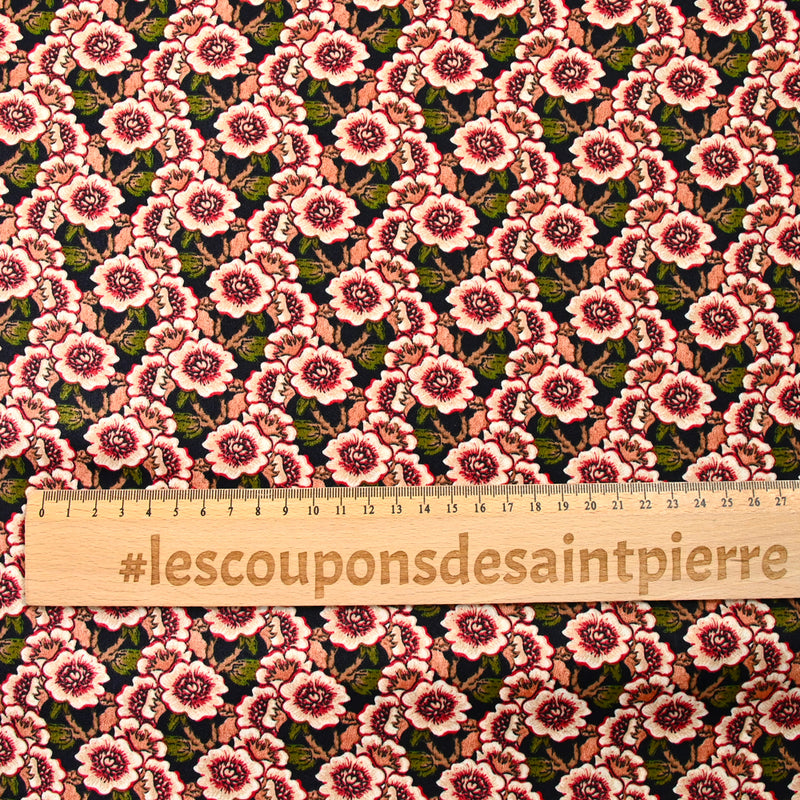 Polyester imprimé Capucine rouge fond noir