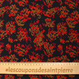 Crêpe polyester imprimé feu fond noir