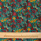 Polyester imprimé tempête de fleurs jaune fond noir