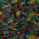 Polyester imprimé tempête de fleurs jaune fond noir