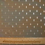 Polyester imprimé fantaisie irisé doré trait camel fond vert forêt