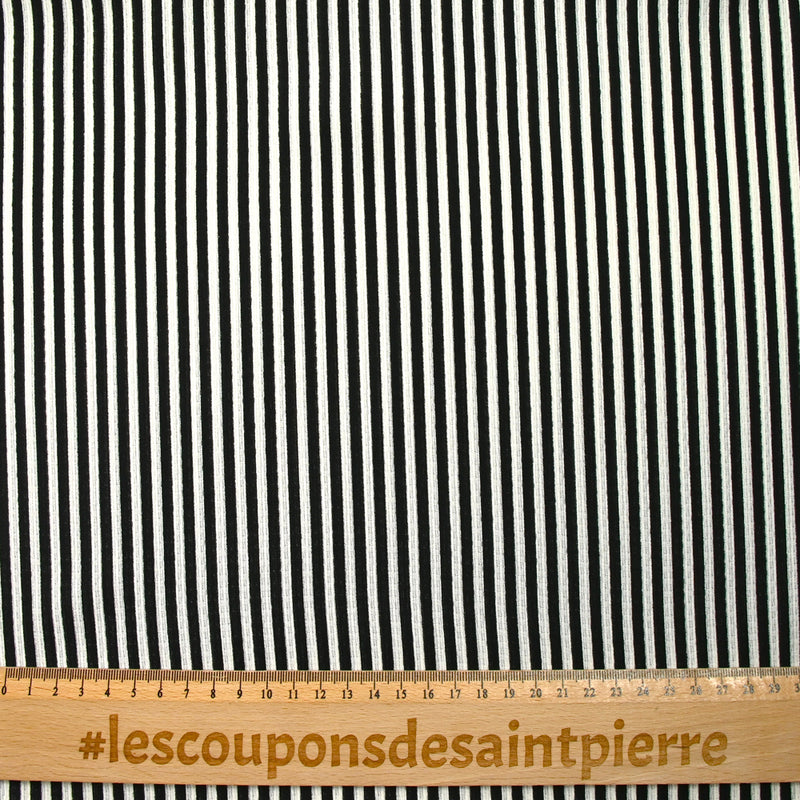 Polyester imprimé rayé noir et blanc