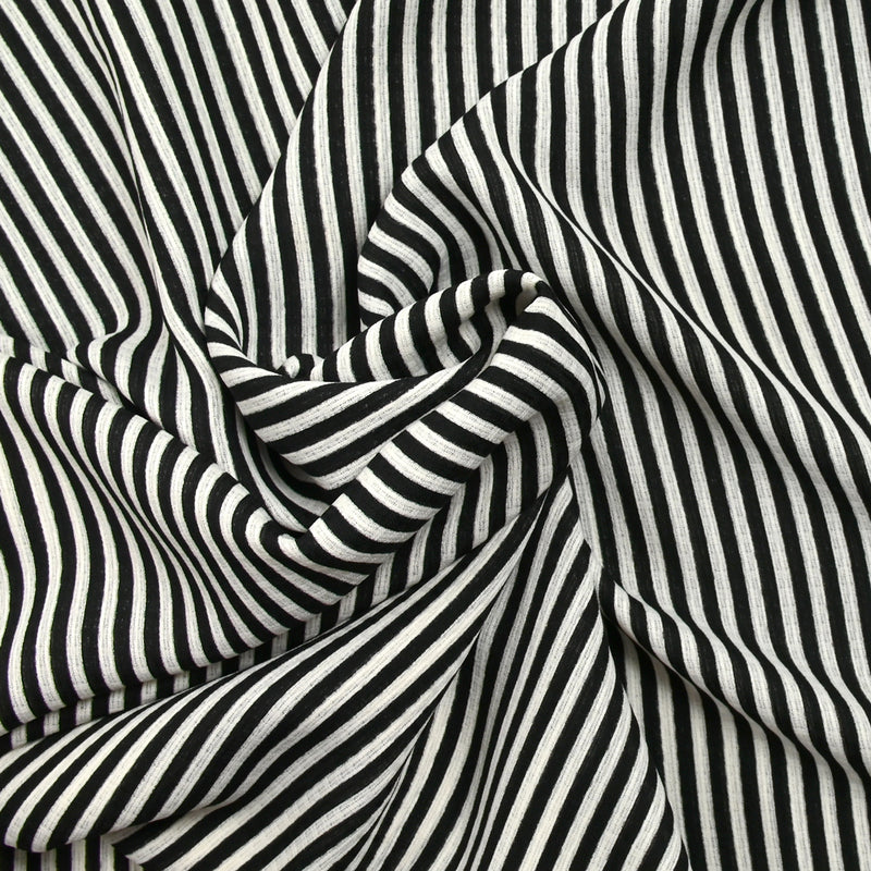 Polyester imprimé rayé noir et blanc