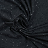 Jersey de coton imprimé mini pois gris fond bleu nuit