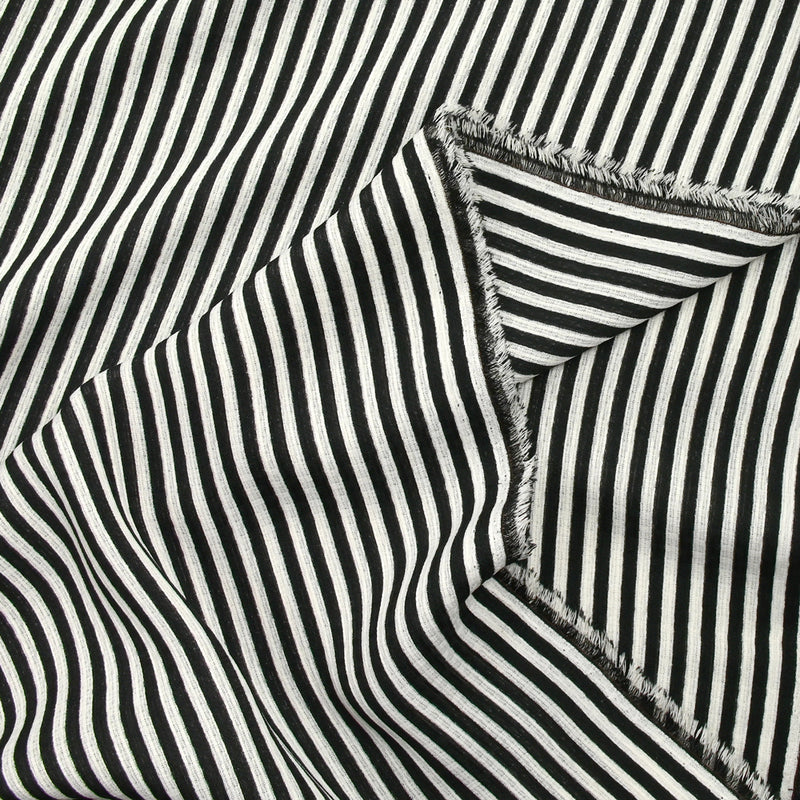 Polyester imprimé rayé noir et blanc
