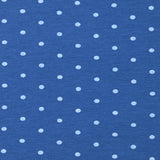 Jersey de coton imprimé pois fond bleu barbeau