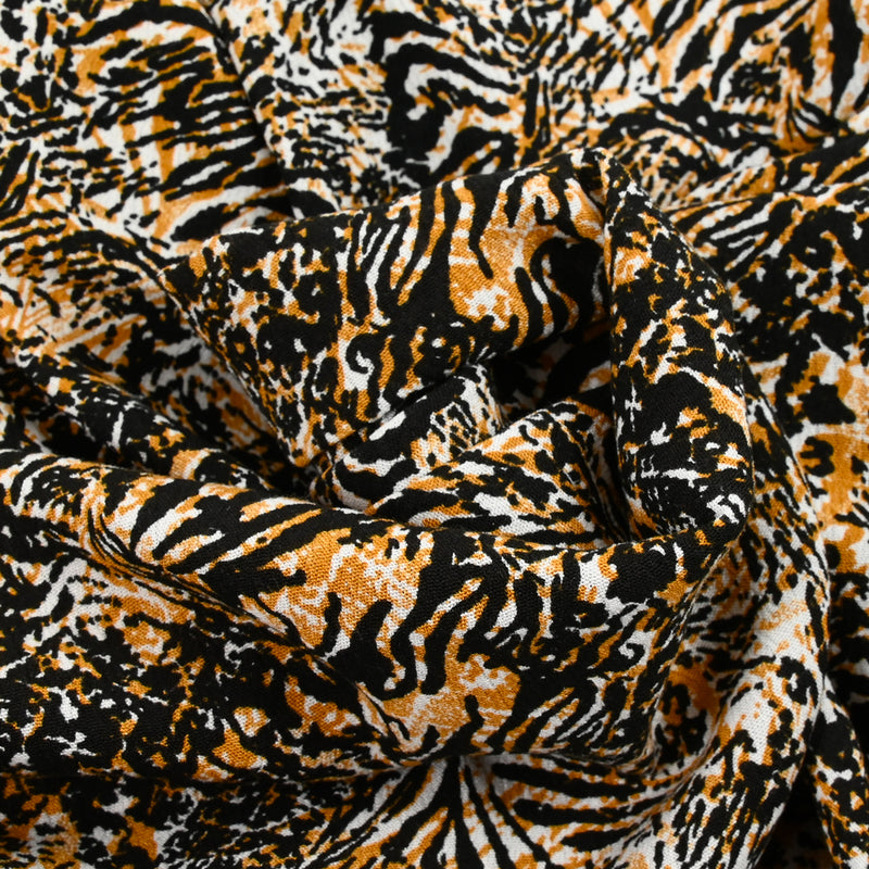 Crécon Viscose Lurex Print Wild Black And Camel