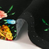Velours de coton ras bouquet de fleurs fond noir