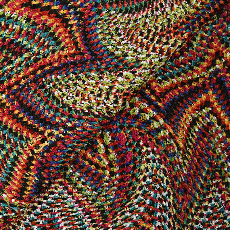 Maille crochet imprimée arlequin zigzag multicolore