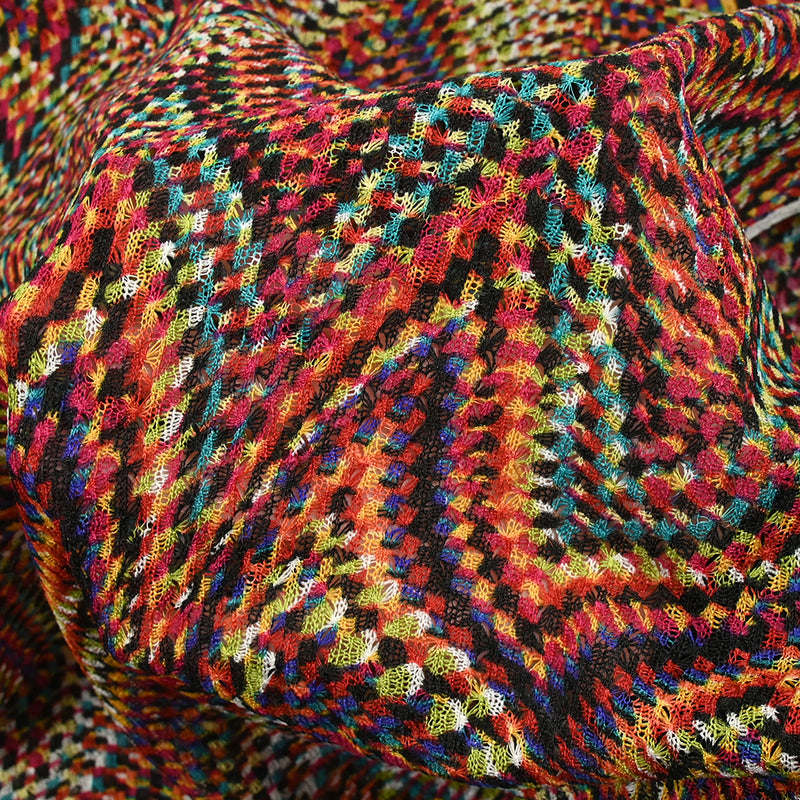 Maille crochet imprimée arlequin zigzag multicolore